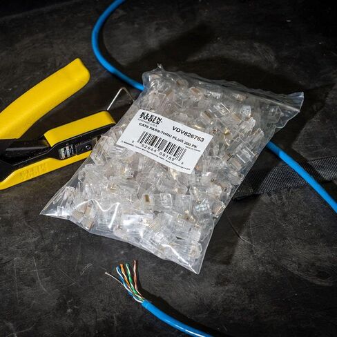 مقابس البيانات المعيارية VDV826-729 من Klein Tools، RJ45-CAT6، 10 عبوات، مطلية بالذهب، متوافقة مع الطاقة عبر إيثرنت FCC-UL-RoHS، للكابل الصلب أو المجدول in Kuwait