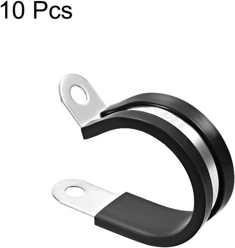 Uxcell 2-3/16 "(55 مللي متر) مشبك كابلات 304 الفولاذ المقاوم للصدأ المطاط خففت معزول المشبك R شكل مشبك معدني 10 قطعة in Kuwait
