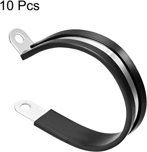Uxcell 2-3/16 "(55 مللي متر) مشبك كابلات 304 الفولاذ المقاوم للصدأ المطاط خففت معزول المشبك R شكل مشبك معدني 10 قطعة in Kuwait