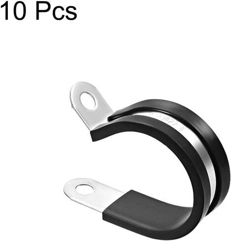 Uxcell 2-3/16 "(55 مللي متر) مشبك كابلات 304 الفولاذ المقاوم للصدأ المطاط خففت معزول المشبك R شكل مشبك معدني 10 قطعة in Kuwait