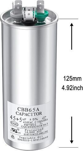 Lizyty 45+5 MFD 45/5 فائق التوهج 370 أو 440 فولت مكثف مستدير مزدوج التشغيل PW-45/5/R لمكيف الهواء المكثف المستقيم البارد أو الحراري in Kuwait