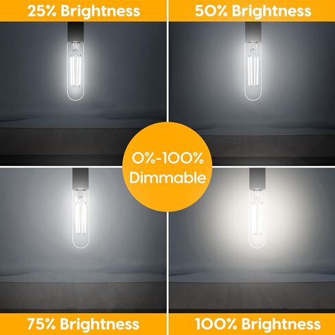 E26 LED Bulbs 6-Pack, Dimmable LED Light Bulbs 40W, 4W 2700K Soft White, T10 LED Bulb, Tubular Long Edison Bulbs for Chandelier, Wall Scones, Ceiling Light, Pendant Light in Kuwait