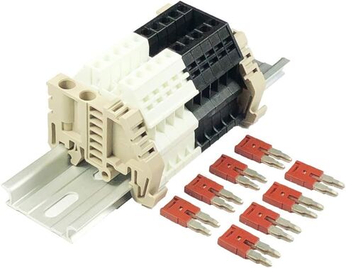 Dinkle Assembly Kit DK6N White/Black 10 Gang with Jumpers DIN Rail Terminal Blocks, 8-20 AWG, 50 Amp, 600 Volt in Saudi Arabia