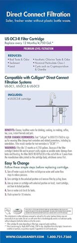 CULLIGAN US-DC1-R Under Sink Direct Connect Drinking Water System Replacement UsDc1 WTR Cartridge , White in Kuwait