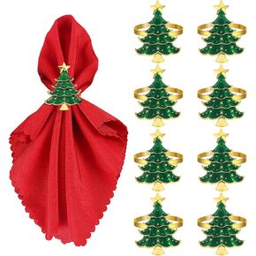 Emivery عيد الميلاد منديل خواتم مجموعة من 8، شجرة عيد الميلاد المعادن منديل حامل خواتم عطلة منديل الدائري أبازيم عيد الميلاد الجدول الزينة لعيد الميلاد الزفاف عطلة مأدبة إعدادات طاولة الطعام in Saudi Arabia
