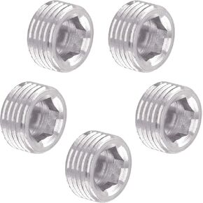Glarks 5Pcs 304 Stainless Steel 1/2'' NPT Male Pipe Plug Fitting Assortment Set Internal Hex Thread Socket Pipe Plug Kit in Saudi Arabia