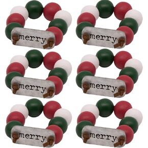 منزل جماعي - حلقات مناديل، خرز خشبي لبيت المزرعة، حلقة حامل مناديل مصنوعة يدويًا للطاولة، ديكور منزلي ريفي لحفلات الزفاف، وحفلات عشاء عيد الميلاد، والتجمعات العائلية، وديكورات الطاولة (6، ممتنة) in Kuwait