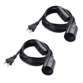 Cable Matters 2-Pack Hanging Light Cord with Switch 8 ft (Pendant Light Cord/Light Socket with Cord) in Black in Kuwait