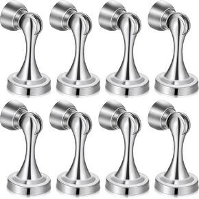 8 Pcs Magnetic Door Stoppers Stainless Steel Door Stops Magnetic Door Catch Holder with Screws for Wall Floor Mounted Wall Protector Hold Door Open (Silver)