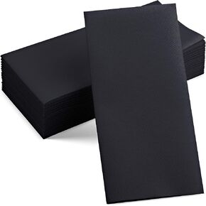 100 Linen-Feel Black Paper Napkins - Decorative Cloth-Like Black Dinner Napkins - Soft And Absorbent. For Kitchen, Party, Wedding, Bathroom Or Any Occasion. (Pack of 100)
