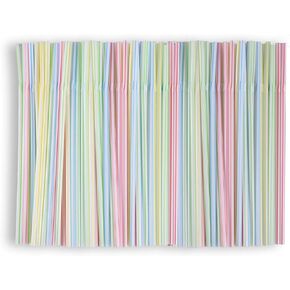 600pcs Plastic Drinking straws, Flexible straws, 8" Long, Stripes Multiple Colors Straws,suitable for various drinks, juice, milk, tea, cocktails, parties, daily use (600pcs)