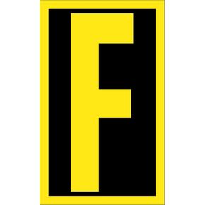 NMC National Marker Corp. HIL25F Letter, F, 2.5 Inch High Visibility Yellow Black, PS Vinyl in Saudi Arabia