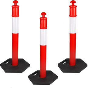 Biowina 43 بوصة PE ConesTraffic Delineator Posts، مع شريط عاكس، عمود محدد مع قاعدة مطاطية 16 بوصة لمواقع البناء، وإدارة المرافق وما إلى ذلك، 3PK in Kuwait