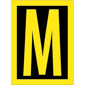 NMC National Marker Corp. حرف HIL15M، M، 1.5 بوصة عالي الوضوح أصفر أسود، فينيل PS in Saudi Arabia