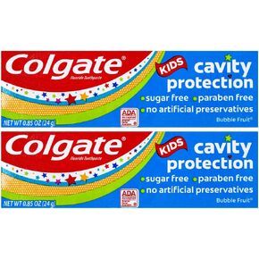 Colgate Kids Cavity Protection Fluoride Toothpaste, Bubble Fruit Flavor, Travel Size 0.85 oz (24g) - Pack of 12