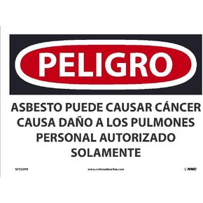 NMC National Marker Corp. SPD22PB Peligro Asbestos قد يسبب السرطان ويسبب ضررًا للرئتين، علامة الموظفين المعتمدين فقط، 10 بوصة × 14 بوصة، فينيل PS in Saudi Arabia