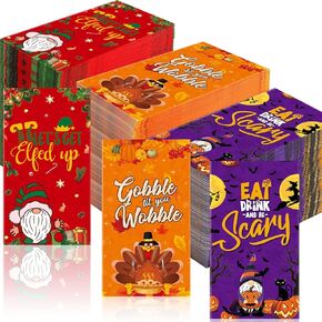 cholemy 300 جهاز كمبيوتر شخصى عطلة المناديل القابل للتصرف، عيد الهالوين عيد الشكر 3 مواسم المناديل الورقية المختلطة مناشف اليد عشاء للأطفال عطلة حزب لوازم الزينة in Kuwait