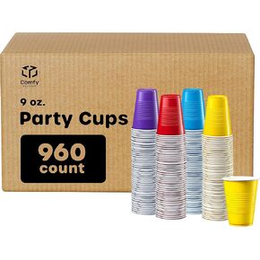 Comfy Package [12 oz. - 240 Count Plastic Party Cups Disposable - Assorted Colors Drinking Cups for Party, Events, and Everyday Use