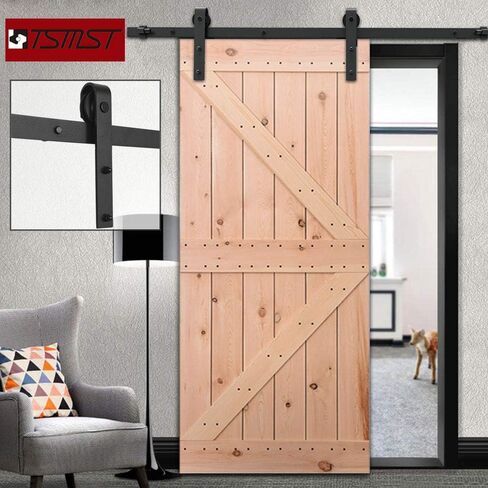 TSMST 4FT Sliding Barn Door Hardware kit, Barn Door Track for Single Door,Fit 24" Wide Door Panel, I Shape Hanger in Kuwait