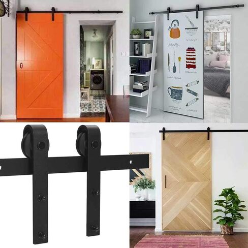 TSMST 4FT Sliding Barn Door Hardware kit, Barn Door Track for Single Door,Fit 24" Wide Door Panel, I Shape Hanger in Kuwait