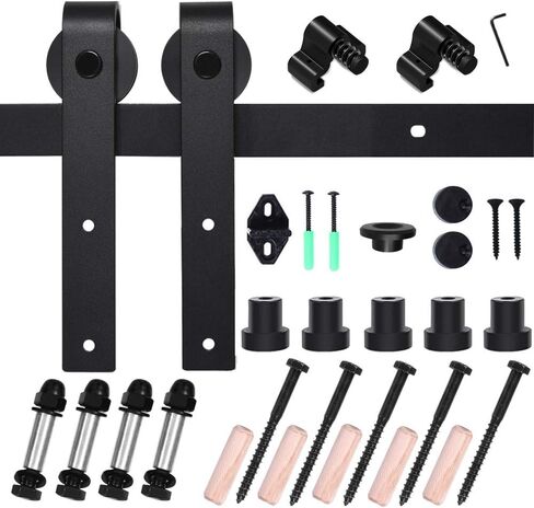 TSMST 4FT Sliding Barn Door Hardware kit, Barn Door Track for Single Door,Fit 24" Wide Door Panel, I Shape Hanger in Kuwait