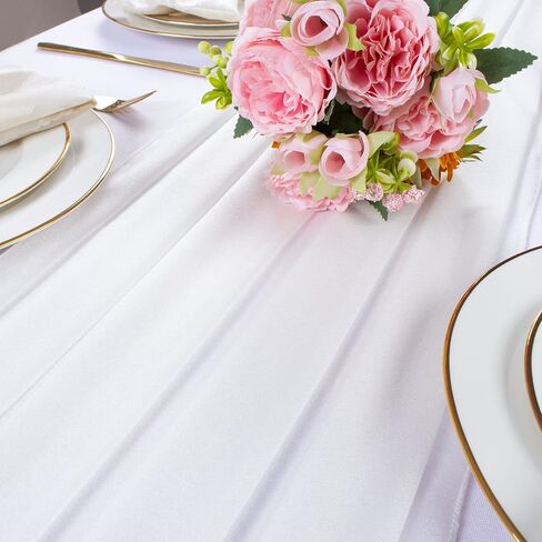 SAJOO 4 Pieces Blushing Pink Boho Romantic Wedding Table Runner 30x120 Inches Chiffon Table Runners Wedding Arch Overlay Draping for Boho Rustic Wedding Decor Birthday Bridal Party Decorations in Kuwait