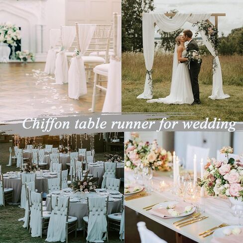 SAJOO 4 Pieces Blushing Pink Boho Romantic Wedding Table Runner 30x120 Inches Chiffon Table Runners Wedding Arch Overlay Draping for Boho Rustic Wedding Decor Birthday Bridal Party Decorations in Kuwait