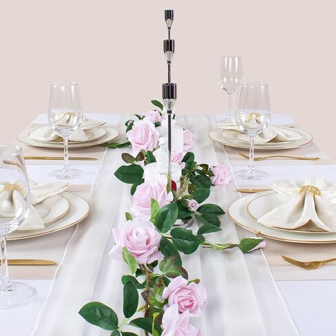 SAJOO 4 Pieces Blushing Pink Boho Romantic Wedding Table Runner 30x120 Inches Chiffon Table Runners Wedding Arch Overlay Draping for Boho Rustic Wedding Decor Birthday Bridal Party Decorations in Kuwait