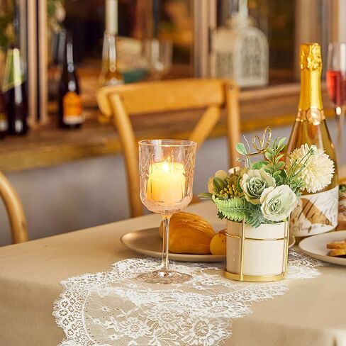 2 عبوة من مفرش منضدة الدانتيل 14 × 120 بوصة أبيض أنيق لزينة حفلات الزفاف الريفية بوهو لحفلات الزفاف، ديكور طاولة الاستقبال مطرز عتيق وردي عتيق in Kuwait