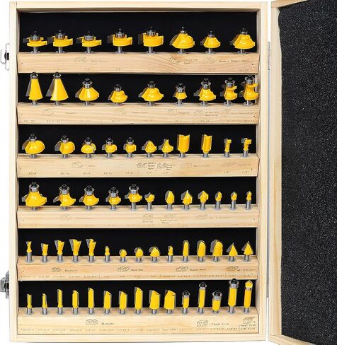 Router Bits Set 1/2 Inch Shank, 70 Piece Router Bit Set | KOWOOD Router Bits Set 1/2 Inch Shank, 70 Piece Router Bit Set, Tungsten Carbide Router Bits Kit for Professional Woodworking in Saudi Arabia