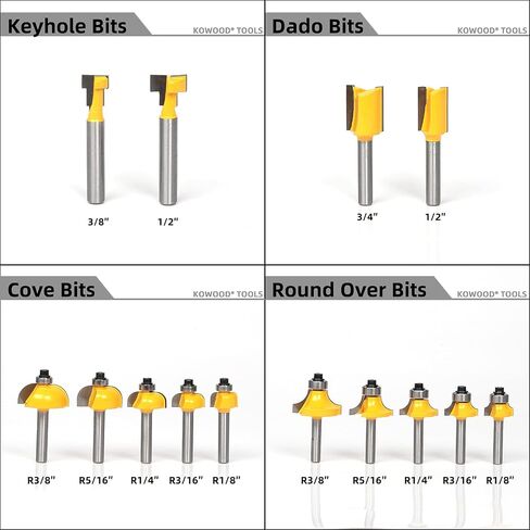 Router Bits Set 1/2 Inch Shank, 70 Piece Router Bit Set | KOWOOD Router Bits Set 1/2 Inch Shank, 70 Piece Router Bit Set, Tungsten Carbide Router Bits Kit for Professional Woodworking in Saudi Arabia