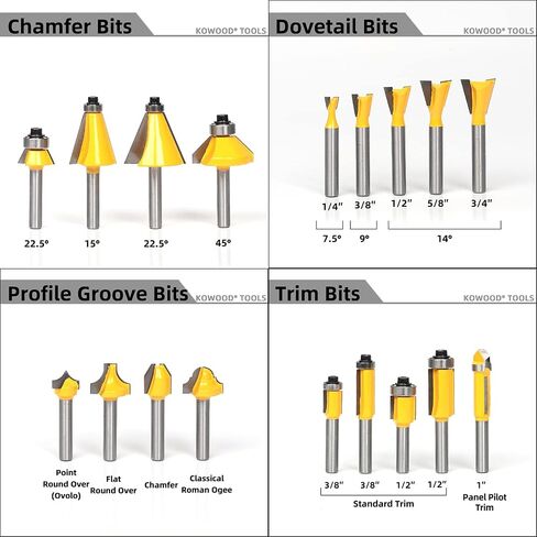 Router Bits Set 1/2 Inch Shank, 70 Piece Router Bit Set | KOWOOD Router Bits Set 1/2 Inch Shank, 70 Piece Router Bit Set, Tungsten Carbide Router Bits Kit for Professional Woodworking in Saudi Arabia