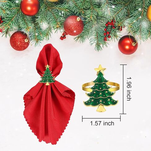 Emivery Christmas Napkin Rings Set of 8, Christmas Tree Metal Napkin Holder Rings Holiday Napkin Ring Buckles Xmas Table Decorations for Christmas Wedding Holiday Banquet Dinning Table Settings in Saudi Arabia