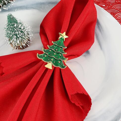 Emivery Christmas Napkin Rings Set of 8, Christmas Tree Metal Napkin Holder Rings Holiday Napkin Ring Buckles Xmas Table Decorations for Christmas Wedding Holiday Banquet Dinning Table Settings in Saudi Arabia