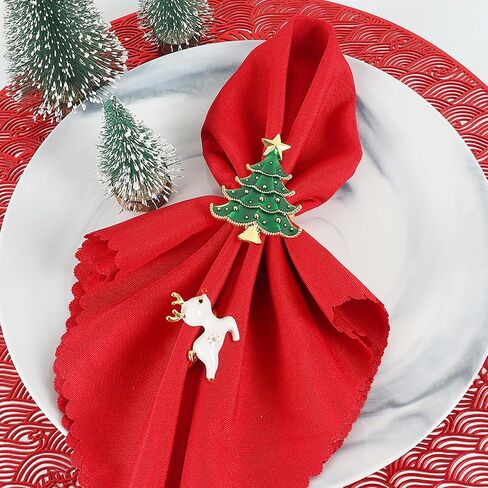 Emivery Christmas Napkin Rings Set of 8, Christmas Tree Metal Napkin Holder Rings Holiday Napkin Ring Buckles Xmas Table Decorations for Christmas Wedding Holiday Banquet Dinning Table Settings in Saudi Arabia