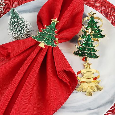 Emivery Christmas Napkin Rings Set of 8, Christmas Tree Metal Napkin Holder Rings Holiday Napkin Ring Buckles Xmas Table Decorations for Christmas Wedding Holiday Banquet Dinning Table Settings in Saudi Arabia