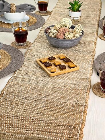 مفرش طاولة مجدول يدويًا من الجوت/القنب الطبيعي الصديق للبيئة من Chardin home، الحجم: 13 بوصة × 72 بوصة in Kuwait