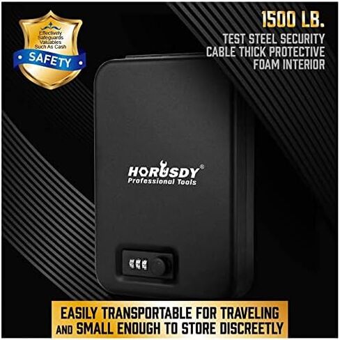HORUSDY Lock box for Guns and Valuables,Portable Security Case Lock Box Safe with Combination Lock in Saudi Arabia