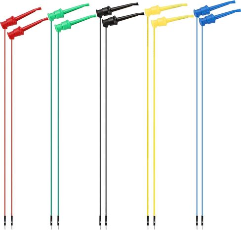 10 قطع من خطاف الاختبار من Sumnacon لأسلاك التوصيل الذكور - عمود ربط 26 AWG إلى سلاسل توصيل لوح الخبز بدون لحام، سلاسل اختبار مرنة من السيليكون الناعم للاختبار الكهربائي in Kuwait