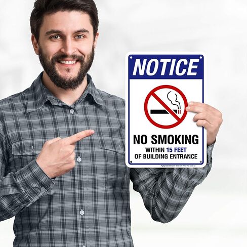 No Smoking Within 15 Feet of Building Entrance Sign, 10x14 Inches, Rust Free .040 Aluminum, Fade Resistant, Made in USA by My Sign Center in Kuwait