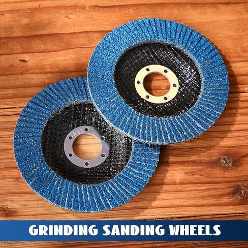 Landhoow 80 حزمة قرص رفرف 4 1/2 طحن أقراص الصنفرة عجلات الزعنفة أكسيد الألومنيوم جلخ، النوع #27 عجلات طحن المعالجة الدقيقة لطحن زاوية الخشب المعدني الرملي (أزرق، 40 حصى) in Kuwait