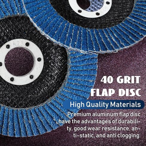 Landhoow 80 حزمة قرص رفرف 4 1/2 طحن أقراص الصنفرة عجلات الزعنفة أكسيد الألومنيوم جلخ، النوع #27 عجلات طحن المعالجة الدقيقة لطحن زاوية الخشب المعدني الرملي (أزرق، 40 حصى) in Kuwait