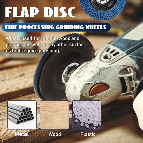 Landhoow 80 حزمة قرص رفرف 4 1/2 طحن أقراص الصنفرة عجلات الزعنفة أكسيد الألومنيوم جلخ، النوع #27 عجلات طحن المعالجة الدقيقة لطحن زاوية الخشب المعدني الرملي (أزرق، 40 حصى) in Kuwait