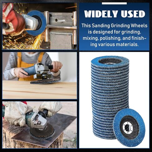 Landhoow 80 حزمة قرص رفرف 4 1/2 طحن أقراص الصنفرة عجلات الزعنفة أكسيد الألومنيوم جلخ، النوع #27 عجلات طحن المعالجة الدقيقة لطحن زاوية الخشب المعدني الرملي (أزرق، 40 حصى) in Kuwait