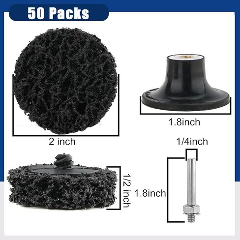 Paint Stripping Disc 2-Inch 50-Pack Paint Stripper Wheel with 1Pcs Quick Change Disc Pad and 2Pcs 1/4 Shank, Air Grinders, Fast Cleaning and Removal of Paint Coatings, Rust, Weld Seam Oxidation in Kuwait