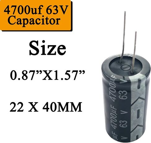 4700 فائق التوهج مكثف 63 فولت، 22 × 40 مم 4700 فائق التوهج مكثف كهربائيا 3 قطع 4700 فائق التوهج مكثف 63 فولت الألومنيوم كهربائيا المكثفات DIY لحام المشاريع الإلكترونية المتوافقة مع مجموعات اردوينو in Kuwait