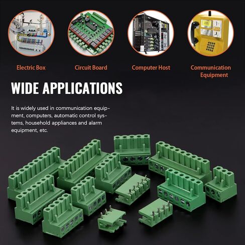 Tanstic 32 مجموعة من الكتل الطرفية، 5.08 ملم درجة 2/3/4/5/6/7/8/9/10 دبوس 10A 300 فولت PCB جبل برغي قابل للتوصيل موصل كتلة طرفية ذكر وأنثى in Saudi Arabia