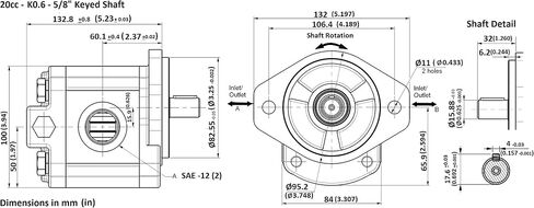 Hydraulic Gear Motor or Pump bi-Direction Rotation, 8-26 cc/rev (0.488-1.58 in3/rev) 2-17gpm 21-40HP SAE A Mount, MFEG Series in Saudi Arabia