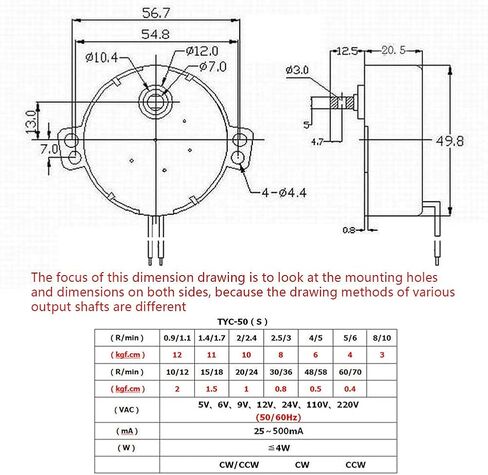Fielect محرك متزامن محرك القرص الدوار CW اتجاه 4 واط تردد 8-10 دورة في الدقيقة TYC-50 ثقب أفقي التنصت رمح التيار المتناوب 110 فولت in Kuwait