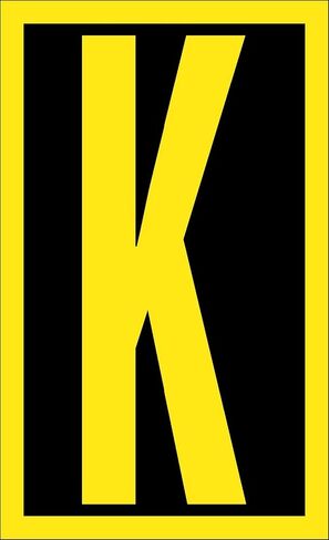 NMC National Marker Corp. HIL25K Letter, K, 2.5 Inch High Visibility Yellow Black, PS Vinyl in Saudi Arabia